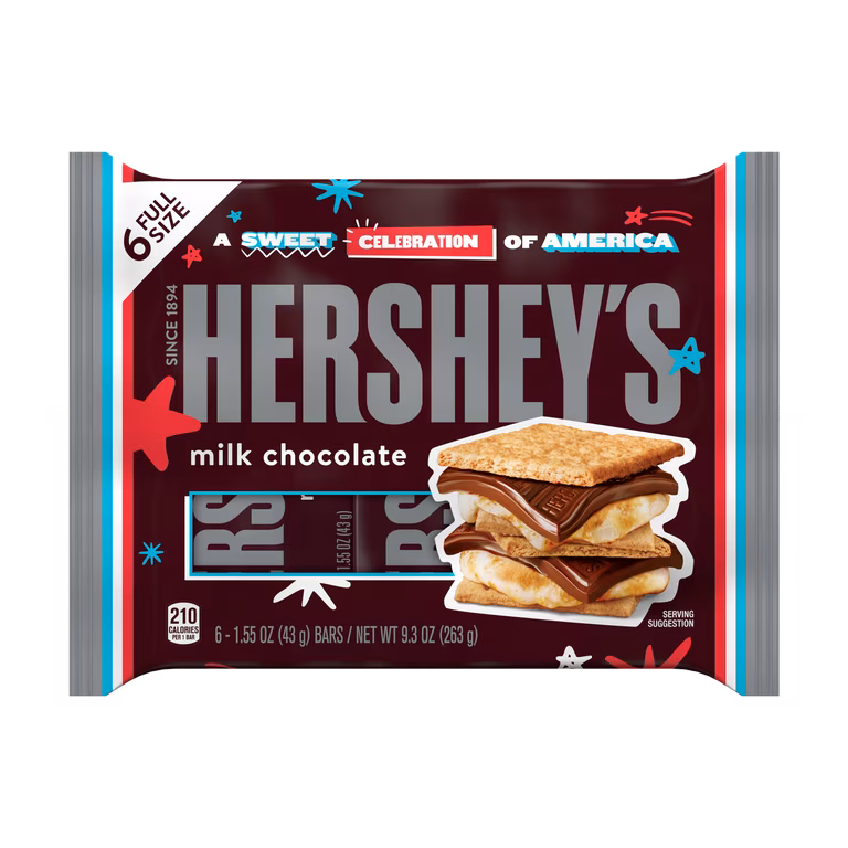 Hershey's Milk Chocolate Bars Classic Smooth Creamy 6 Pack