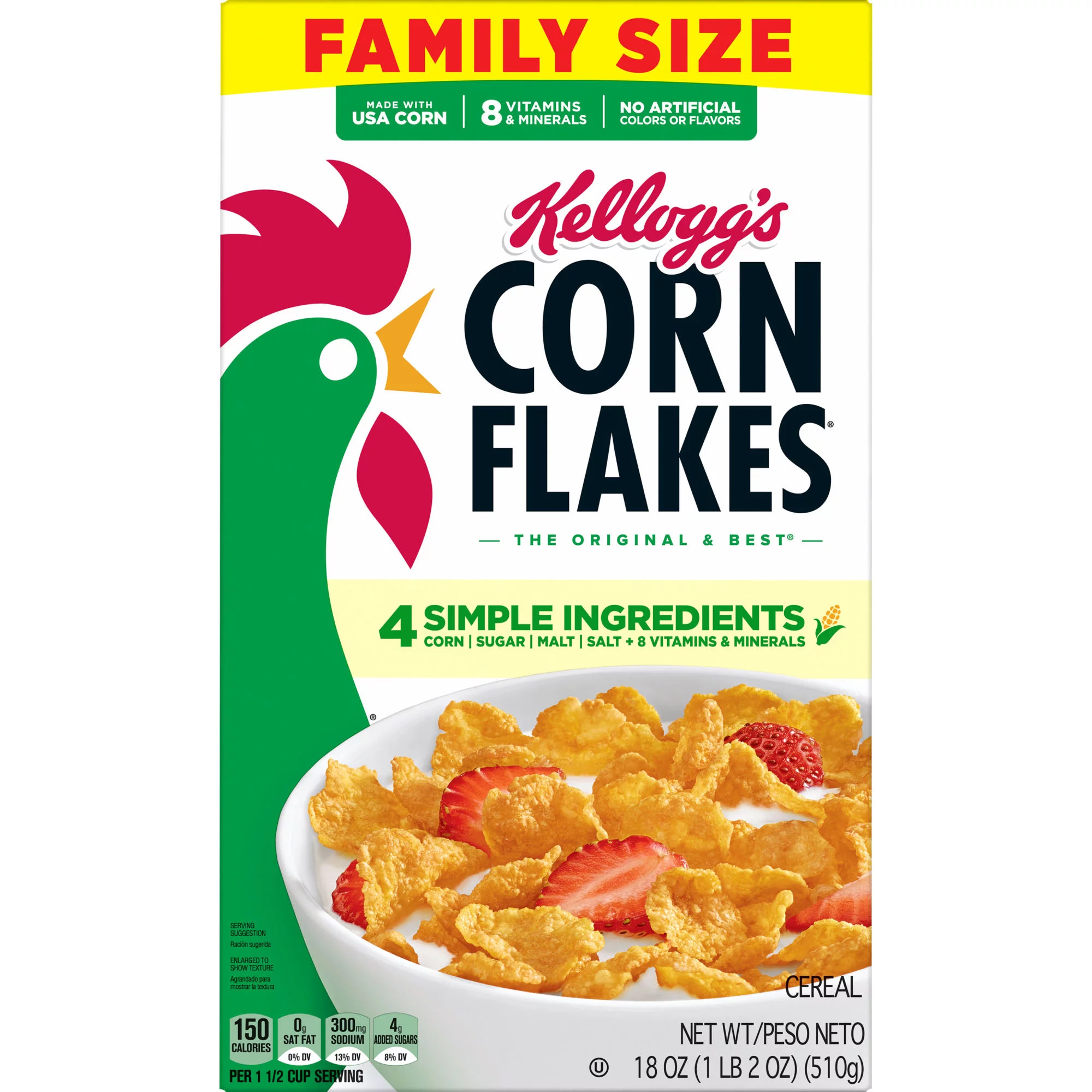 Kellogg's Corn Flakes Cereal Toasted Classic 18 oz